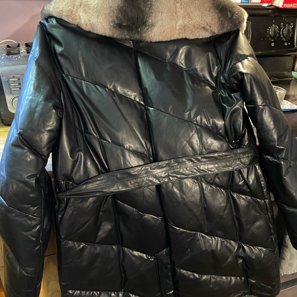 Leather puffer vintage with real fur - Picture 2 of 11